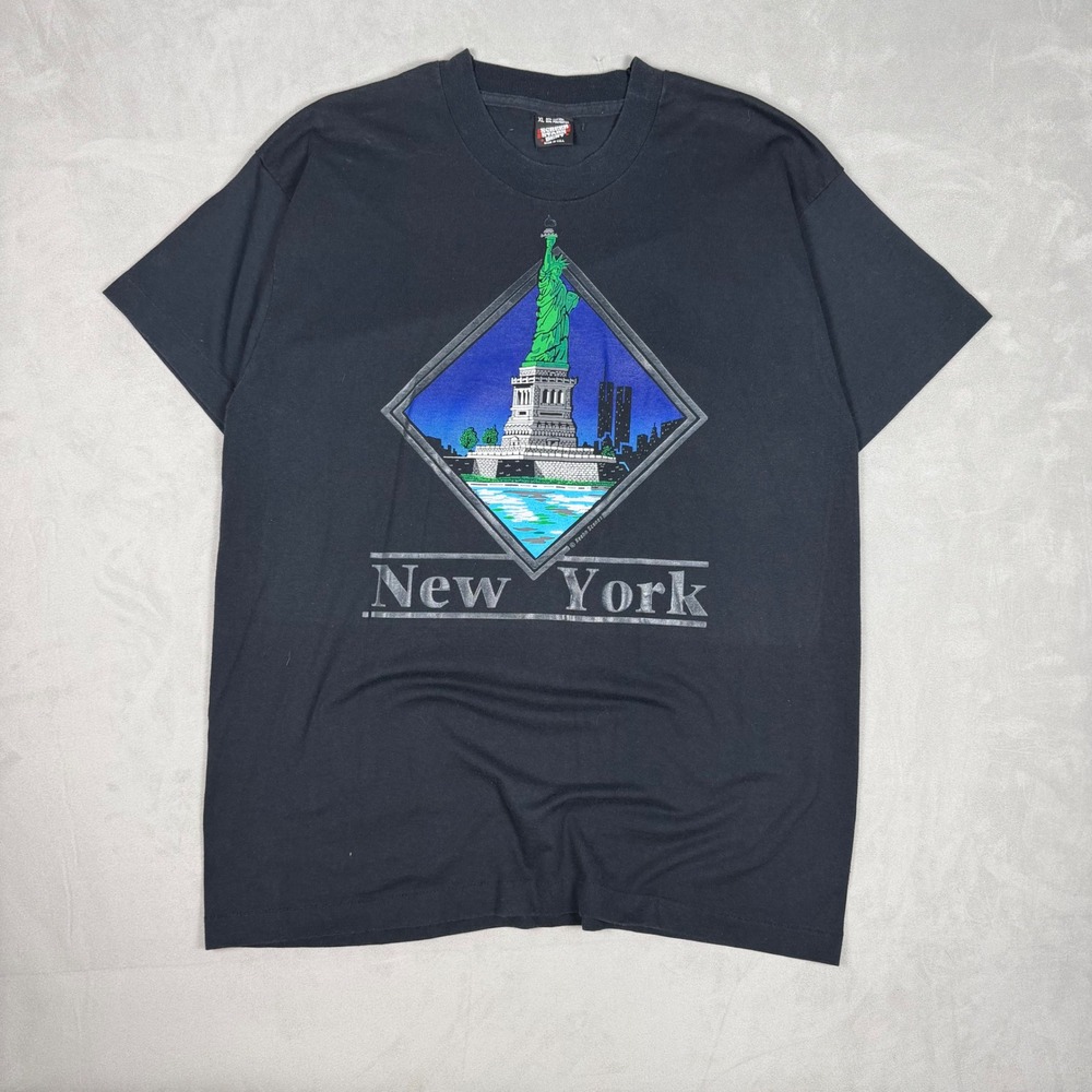 90s Mens Screen Stars Best New York Statue of Liberty Skyline T-Shirt XL